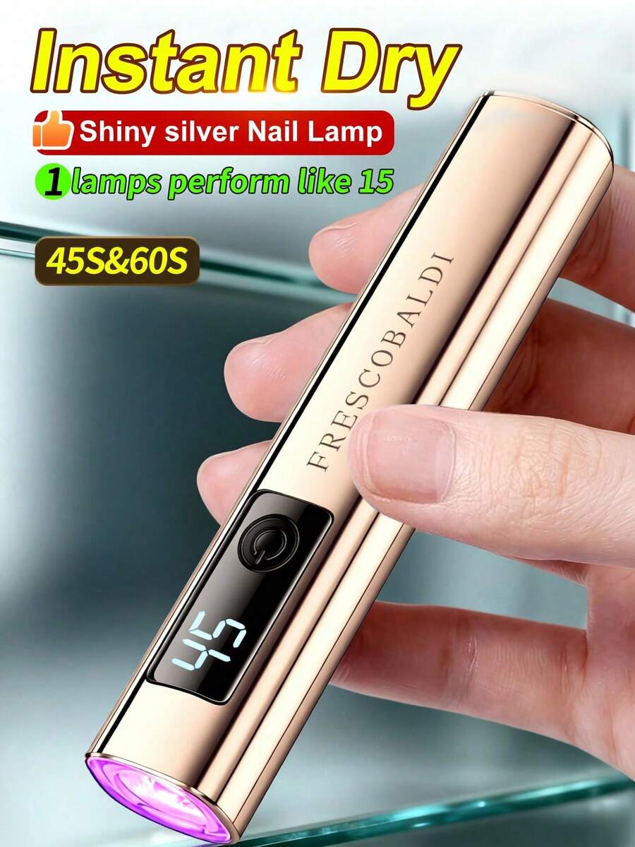 Handheld UV Metal One-Line Light With Screen Display, For Gel Nails, Mini Nail Lamp, Portable LED Nail Lamp, USB Nail Dryer, For Quick Curing Nail & Foot Care Tools