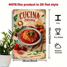 [2D Flat] 1pc Vintage Italian Cuisine Metal Sign, 8x12 Inch - Authentic Pasta & Tomato Sauce Design, Rustic Decor For Kitchen, Restaurant, Or Dining Room - Perfect Gift For Italian Food Lovers, Kitchen Wall Decor| Vintage Metal Sign| Durable Iron, Italian Kitchen Decor, Perfect For Room Decor - White - View 3