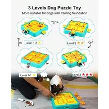Dog Puzzle Toy Level 3 In 1 Interactive Dog Toys For Boredom Funny Cognitive Dog Toy For IQ Training Brain Stimulating Games Treat Dispensing Toy For Smart Large Medium Smart Dogs - Xanh và vàng - Xem 4