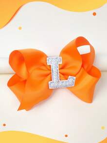 1pc 5 Inch 26 Letters A-Z Pearl Letters Personalized Back To School Ponytail Girl Hair Bow Teenagers Girl Hair Bows With Clips For Festivals Party School Girls Graduation Season Hairgrips For First Day Of School Classroom Girls Students,Teenagers Hair Accessories - 橘色 - 查看 21