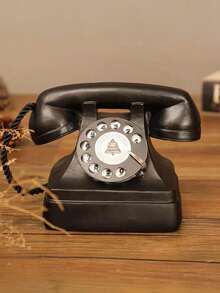 1pc Classic Retro Telephone Replica: This Retro Telephone Showcases The Elegant Aesthetics Of Communication, Transporting You Through Half A Century, Just To Speak With You. It Is Both A Nostalgic Antique Telephone Prop For Photography, As Well As A Perfect Home Decor Piece For Living Rooms, Offices, Bedrooms, Bookshelves And Desktops. It Also Makes A Unique Gift For Halloween, Christmas And Thanksgiving. - Black Retro Phone Type a - View 2