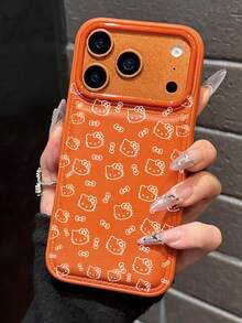 Sanrio 可爱粉色线条Hello Kitty蝴蝶结手机壳 - 兼容 17/17 Air/17 Pro/17 Pro Max、16/16 Plus/16 Pro/16 Pro Max、15/15 Plus/15 Pro/15 Pro Max、14/14 Plus/14 Pro/14 Pro Max、13/13 Pro/13 Pro Max、12/12 Pro/12 Pro Max、11/11 Pro Max，防尘，流行气泡皮革纹理防摔保护套 - 橘色 - 查看 3