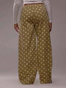 Polka Dot Jeans Women Low Rise Cute Baggy Jeans Y2k Straight Wide Leg Boyfriend Denim Pants Streetwear - 卡其色 - 查看 6