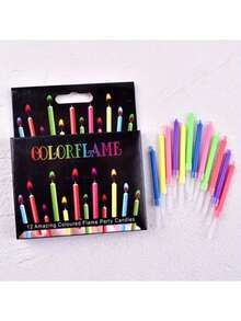 1pc Colorful Flame Candle, Creative Rainbow Flame Candle For Birthday Cake Decoration, Party Decor, Dessert Decor, Baking Decor, Party Supplies - Multicolor - View 4