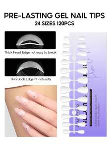 peacecolor 240pcs Short/Medium Almond Shaped False Nail Stickers Set, Includes UV/LED Lamp, 10ml Jelly Gel Polish, Low-Pain Nail Glue, No-Wipe Base & Top Coat, Suitable For Women DIY Home Manicure Salon, Can Be Given As Gifts Nails - Multicolor - View 6