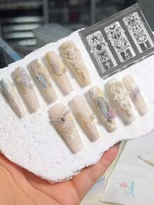 Baroque Vintage Floral Pattern French Window Flower Relief Nail Art Mold, DIY Nail Art Mold - Clear - View 13