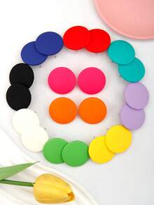 Betykuku 9雙簡約純色彩色心形耳釘 - 圓形 - 查看 5