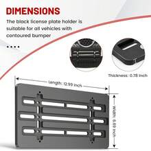 Front License Plate Bracket Kit - Universal 12x6 Inch Frame With Screws And Wrench For Vehicles - Black - View 2