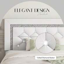 Upholstered Bed Frame, Modern Platform Bed Frame With Headboard And Footboard, No Boxing Spring Needed, Easy Assembly, Black// Pink/ Purple/ White/ Beige / Green, Twin/ Full// King - 白色 - 查看 3