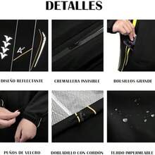 Ropa impermeable y resistente a la nieve, traje de lluvia para motocicleta para hombres y mujeres, chaquetas y pantalones reflectantes, impermeable, transpirable, ligero - xl+negro1 - Ver 4