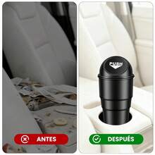 2 piezas bote de basura para carro con 2 rollos bolsas portátil cubo de basura para coche mini cubo de basura para coche con tapa accesorios para auto para mantener el automóvil limpio y ordenado - 300 ml - 19 x 10 x 22,4 cm - Ver 10