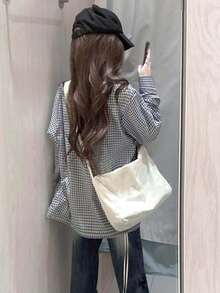 Y6Y 2026新款女装春夏流行韩版独特可爱休闲蓝色格子衬衫外套 - 藍色 - 查看 2