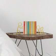 Bookends Decorative Metal Unique Office Desk Bookends Cute Book Ends Reading Decor Bookshelf Decor For Office School Library Bedroom Book Lovers Gift - 金色 - 查看 4