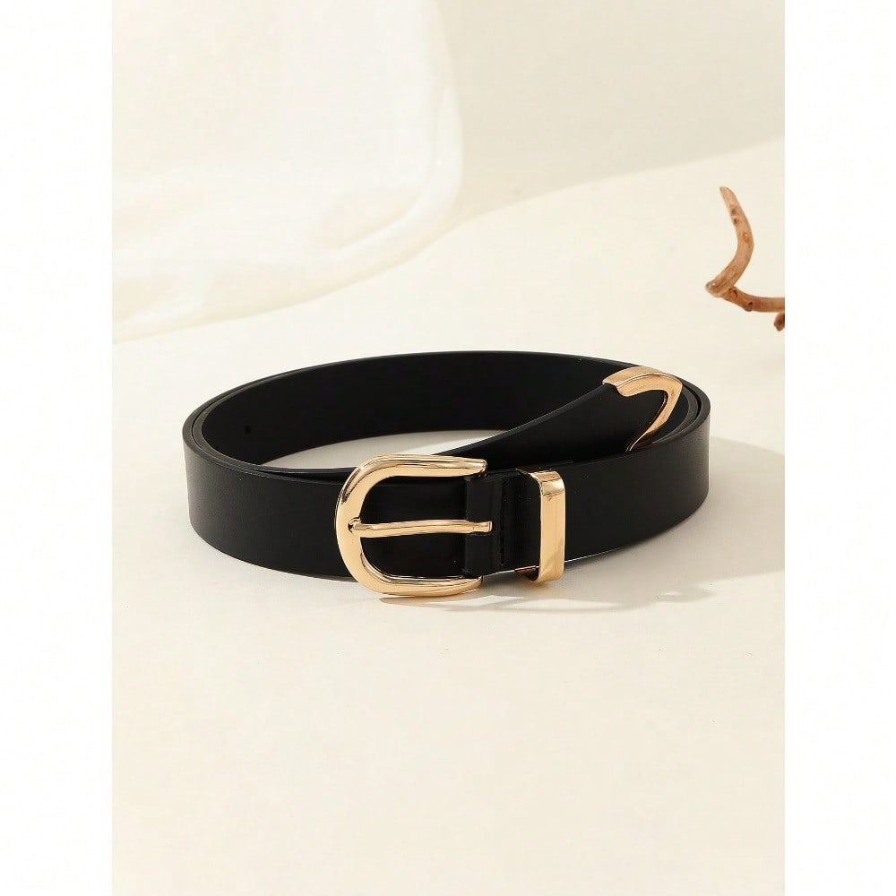 1 Set Gold 3 PiecesFashionable Buckle Waist Belt, Versatile For Dresses, Jeans, Leopard Print PU Leather Belt For Women
