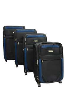 Fabric Travel Suitcase On Wheels - Black - View 2