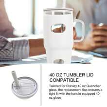 40 Oz Flip Straw Leak Proof Lid, Tumbler Lid Replacement No Spill Proof For Tumbler Cup Lid, Ideal For Sports & Camping, Good For Work Exercise Run And Drink Water - 白色 - 查看 6