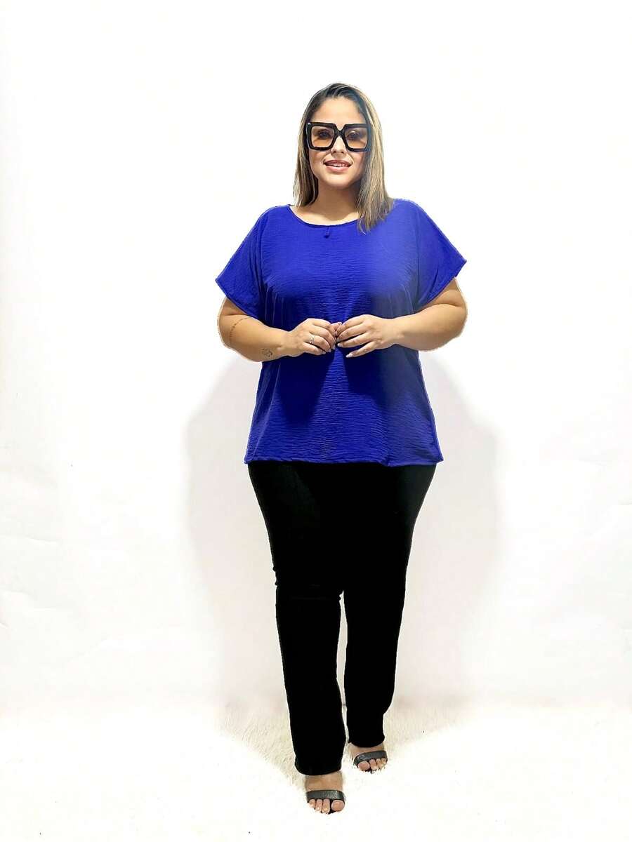 Beautiful Blouse In Duna Fabric, Women's Plus Size - 藍色 - 查看 1