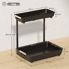 Küchenregal, höhenverstellbares Standregal mit 2 Körbe, Kaffeebar 40 x 30 x 33,5-42 cm - Schwarz - Übersicht 9