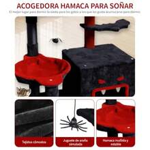 Árbol para Gótico Gatos con Hamaca Poste Rascador y Juguete Colgante para - Torre de Juego y Descanso para Interiores 60x48x71 cm para Dueños de Múltiples Gatos y Espacios Pequeños - Altura 71 centmetros - Ver 3