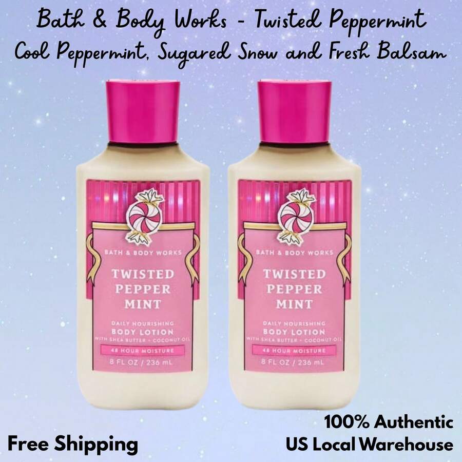 Bath & Body Works Bath And Body Works BBW Full Size Body LOTION VALUE SET Duo Set 8oz - 2 Pack - Twisted Peppermint - View 1