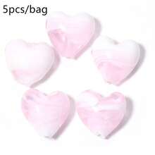 5pcs Of 15mm Striped Heart Czech Glass Loose Spacer Beads, Suitable For Handmade Bracelets, Earrings, Necklaces, And Phone Chain Accessories. - 5pcs/pack - View 23