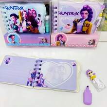 Huntes Cartoon Stress Relief Notebook, Student Memo Pad With Highlighter Pens, Stationery Gift Set For Back To School, Valentine's Day