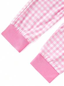 MOSSRIVER Girls Bamboo Pajamas - Soft Easter Bunny & Carrot Print Long Sleeve Sleepwear - Gift Idea, All Seasons - 淺粉色 - 查看 7