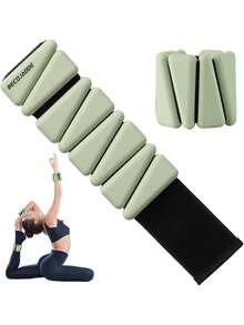 Ankle Weights Set Of 2 (1 Lb/2 Lb/3 Lb Each) Adjustable Wrist Weights For Women Men Wearable Arm Leg Weight For Pilates, Running, Walking, Workout, Yoga,39832594 - 綠色 - 查看 1