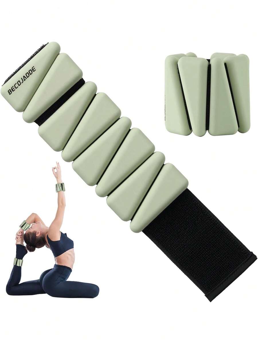 Ankle Weights Set Of 2 (1 Lb/2 Lb/3 Lb Each) Adjustable Wrist Weights For Women Men Wearable Arm Leg Weight For Pilates, Running, Walking, Workout, Yoga,39832594 - 綠色 - 查看 1