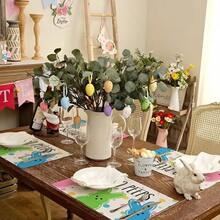 1/2/4/6/8/300 Pcs Luxury Placemat Set, Featuring Modern Minimalist Easter Bunny Pattern Design. Size: 12*18 Inches/30*45 Cm, Multiple Patterns Available, Suitable For Easter Dining And Home Decor. - Multicolor - View 8