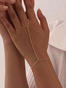 1pc Minimalist Hand Chain, Finger Chain Design, Basic Daily Accessory, Summer Gift For Friends-Halloween,Christmas,Fall,Winter, Supplies, 6K2C - Kaneko - View 4