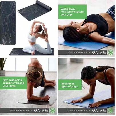 - Alfombrilla de Yoga de Agarre seco, 5 mm de Grosor, Antideslizante, para Ejercicios y Ejercicios de Fitness estndar o Caliente, Pilates, y Entrenamientos en el Piso, Soporte Acolchado, Capa