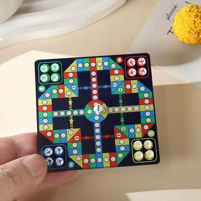 1:12 Scale Mini Flight Chess (Including 1 Chessboard, 1 Dice, 16 Chess Pieces), Miniature Flight Chess Toy, Creative Acrylic Flight Chess Model