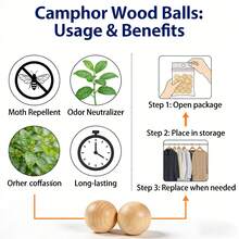 50pcs Camphor Wood Balls, Camphor Beads, Insect Repellent, Anti-Moth, Anti-Moisture, Anti-Mildew, Deodorizing, Keeps Rooms Clean And Tidy, Suitable For Long-Term Unoccupied Rooms - Apricot - View 4