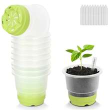 4英寸无盖育苗杯 - 种子萌发托盘，透明育苗盆 - 可重复使用的塑料花盆，底部加固，方便移栽和播种，植物发芽托盘，完美的新年礼物，生日礼物 - 淺綠色 - 查看 10