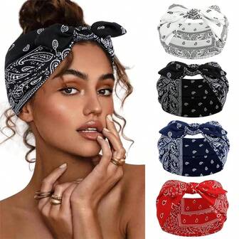 1 st rosetthårband med paisleytryck, lämpligt för vår, sommar, höst, vinter, träning, yoga, kaninörondesign