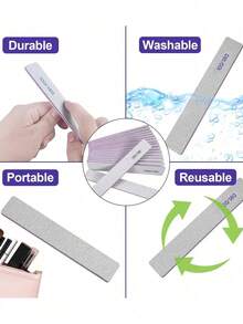5 PCS  Professional Nail File,180/100 Nail File For Natural Nails, Nail File Double-Sided Washable Fine Grain Nail File For Home And Salon Use. - 5pcs - 查看 4
