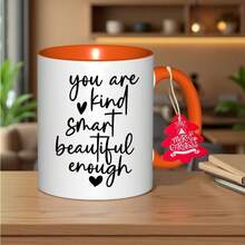 1pc This Is A And An 11 Ounce Capacity Ceramic Coffee Mug Coffee Cup For Roommate Thanksgiving Gift Unique Gift Special Occasion Holiday Gift Practical Birthday Gift For Home For Kitchen For Living Room For Garden,  Kitchen Essentials, Festive Design - Orange - View 3