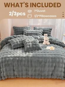 2/3件套法兰绒被套组，长绒超柔软保暖，包含1个被套和1/2个枕套，蓬松舒适，多种颜色可选，适用于单人床/双人床/大号床/特大号床，可机洗，豪华床上用品套装，温暖的房间装饰，秋冬季装饰