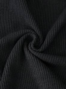 Men's Loose Solid Color Front Zipper Long Sleeve Casual Comfortable Thick Cardigan Sweater - Black - View 8