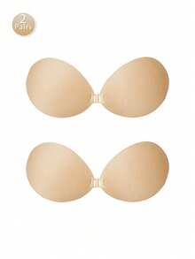 2 pares de sujetador invisible reutilizable, con cierre delantero, sin espalda y sin tirantes, almohadillas de silicona con pétalos adhesivos para el pecho de mujer, adecuado para vestidos sin espalda y lencería nupcial - Multicolor - Ver 22