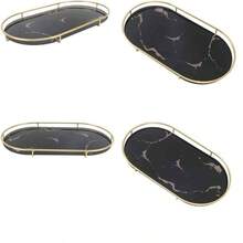 Bandeja Organizadora Ovalada Para Bao Accesorio Decorativo Tocador Organizador De Cosmticos Y Aporta Jabn Toallas Servilletas Para Mostrador - base negra - Ver 1