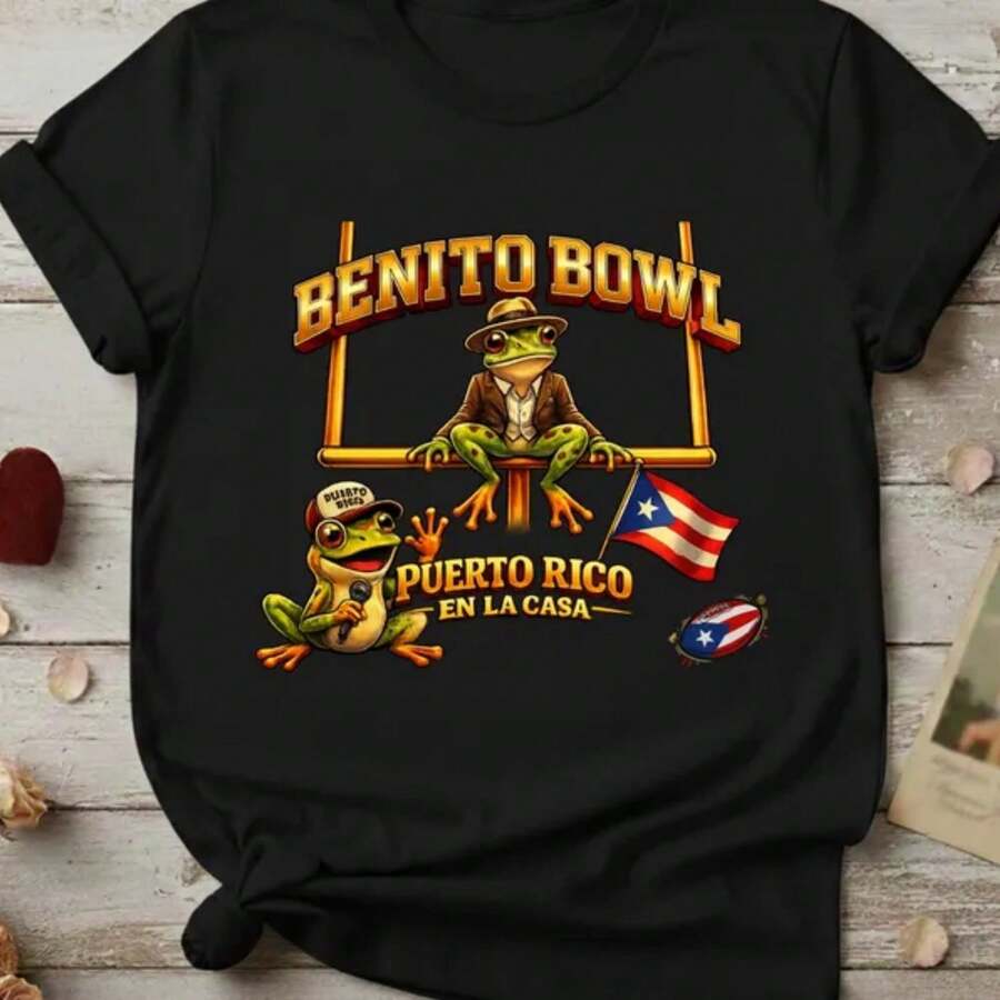 Benito Bowl 2026 Graphic Tee, Bunny Football Shirt, Puerto Rico Football Fan Gift - 黑色 - 查看 1