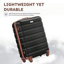 6件套行李箱套装，16/20/24/28英寸行李箱，ABS硬壳拉杆箱+2个旅行包，适合家庭度假、商务旅行、返校季和周末短途旅行。旅行包、行李箱、衣物收纳、邮轮旅行必备、度假必备。 - 黑棕色 - 查看 5
