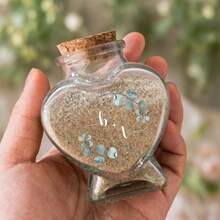 1pc DIY Lucky Star Glass Bottle With Wooden Cork, Wishing Bottle, Creative Heart-Shaped Starry Sky Bottle, Rainbow Bottle, Heart Bottle, Glass Empty Bottle, Drifting Bottle, Customized Honeymoon Sand Bottle, Personalized Mini Travel Sand Commemorative Bottle, Wedding Bride Party Bottle, Couples Beach Creative Gift, Beach Souvenir Couples Travel Memento, Honeymoon Essential, Home Decor, Valentine's Day Gift, Comes With Wooden Cork - Transparent - View 6
