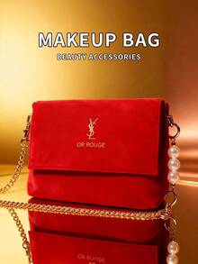 1 pieza Bolso de hombro para mujer, Bolso cruzado con solapa cuadrada, Moda y versátil - Rojo - Ver 1