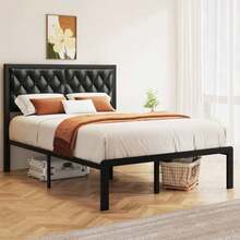 /Full/Twin Bed Frame With Tufted Headboard Metal Platform Bed Frame With Under-Bed Storage,All Metal Support System,No Box Spring Needed,Noise-,Easy Assembly - 黑色 - 查看 5