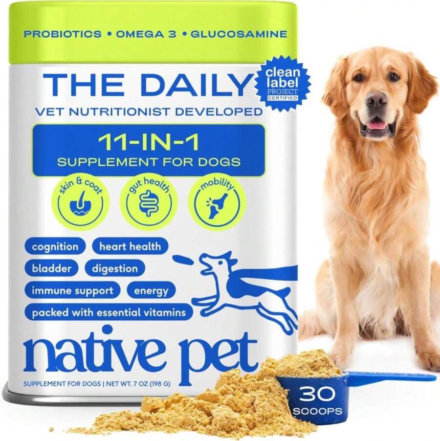 Native Pet Dog Vitamins &Amp; Supplements - 11-In-1 Vitamin Powder For Dog Food Topper - Collagen, Glucosamine, Probiotics, Omega &Amp; More- Supports Healthy Gut, Mobility &Amp; Overall Health - 30 Scoops - ColorA - 查看 1