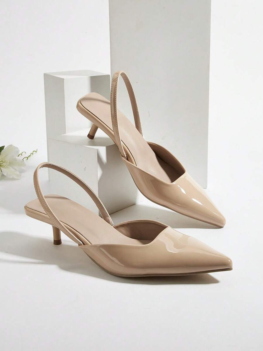 2024 Women's Elegant Stylish Unique Backstrap High Heels (Asymmetrical Cut Uppers) - Apricot - View 1