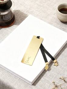 Yves Saint Laurent Metal Bookmarks With Golden Texture And Star/Heart Shaped Pendants, Fashionable Reading Essential - Gold - View 7